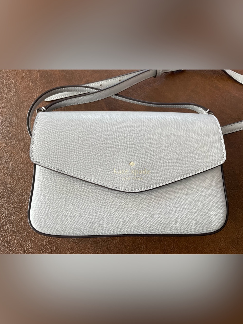 kate spade Cream Envelope Crossbody Bag with Gold Logo
